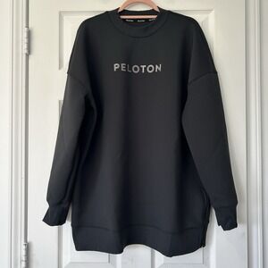 Peloton Unisex Sport Scuba Crewneck Sweatshirt XL Oversized Black Side Zip EUC